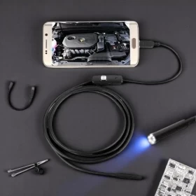 منظار داخلي صغير 2 في 1 لأجهزة الأندرويد والكمبيوتر الشخصي مع منفذ USB بطول 5 أمتار