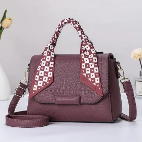 PU Leather Flap With Scarf Sling Bag purple