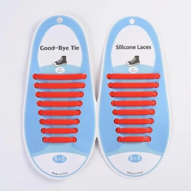 16 قطعة رباط حذاء سيليكون بدون ربط للأحذية الرياضية -احمر