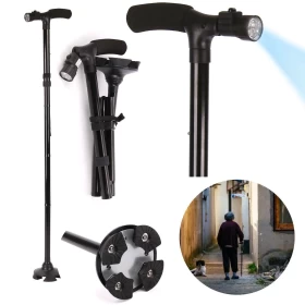 Foldable Walking Cane LED Light for Collapsible Lightweight Adjustable