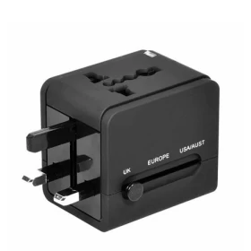 Universal World Travel Adapter 2.1A  - Black