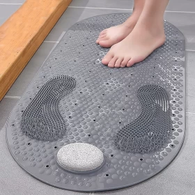 Non-Slip Bathroom Shower Mat with Pumice Foot Scrub