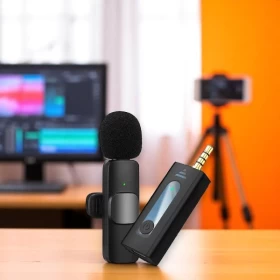K35 Dual Clip Wireless Microphone for Mobile Phones (AUX)