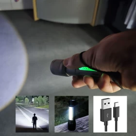 كشاف LED قابل للشحن عبر USB – مصباح يدوي قوي ومحمول للتخييم والاستخدام الخارجي