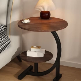 C Shaped Coffee Table, Modern Nightstand Bedside Table Save Space-62cm