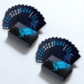 ورقتين اللعب السوداء المقاومة للماء لألعاب-108 حبات