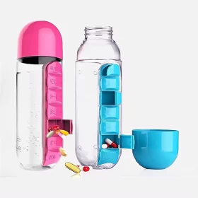 Pill & Vitamin Organizer With Water Bottle 600ml