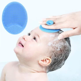 Baby Bath Brush – Silicone Cradle Cap Brush & Massage Scrubber (Blue Color)