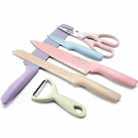 6pcs Colorful non-stick Stainless Steel Kitchen Knife Set