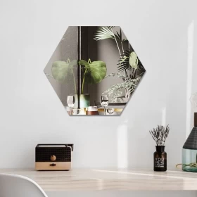 Hexagon Shape Acrylic Self-adhesive Mirror Wall Stickers 20cm