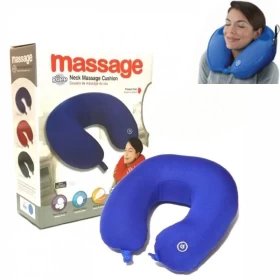 Neck Massage Pillow – U-Shaped Vibrating Travel Pillow with MP3 Speakers (Blue)