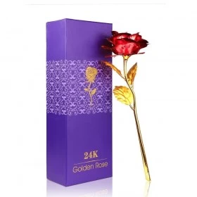 24k Gold Rose Flower Valentine's Gift - Red