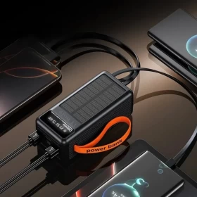 باور بانك بالطاقة الشمسية 50000mAh مع 4 كابلات شحن مدمجة