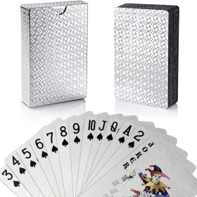 2Psc Silver Deck of Cards, Playing Cards, Waterproof