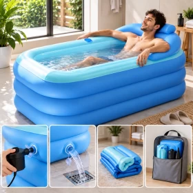 Inflatable Portable Bath Tub – Foldable PVC Spa Bathtub with Air Pump