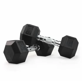 Weight Lifting Black Rubber Hex Dumbbell