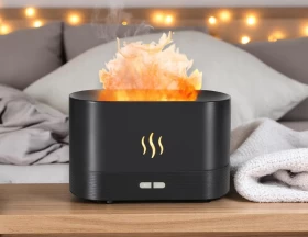 180ml Air Humidifier Essential Oil Diffuser Lamp With Simulated Flame Light Effect