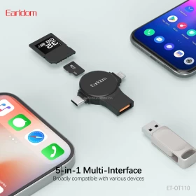 Earldom 5-in-1 USB OTG Adapter – USB to Dual Lightning & USB-C/Type-C Converter