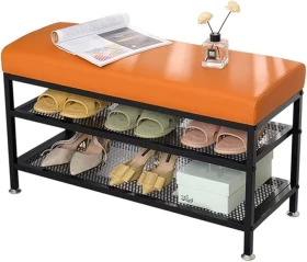 Cushion Shoe Rack Bench Comfortable & Organized Storage Solution  100 x 31 x 49 cm