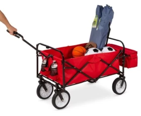 Folding Outdoor Wagon Cart with Removable Canopy and 150lb Capacity