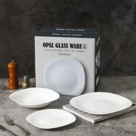 High-Quality Modern Style 32-Piece Opal Glassware Dinner Set