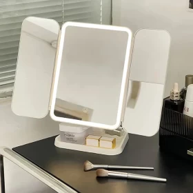 Three-Sided Folding Makeup Mirror Desktop