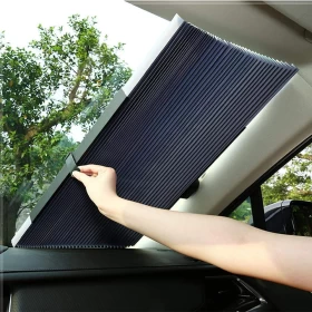 Foldable Retractable Sunshade Cover Curtain Protection for Front Windows