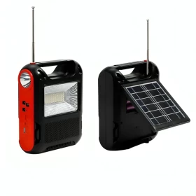 Solar Fm Radio Bluetooth Speaker Outdoor Emergency Lamp With 3 Led Bulbs