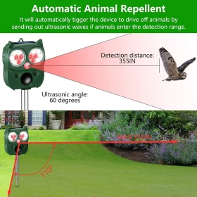 LED Solar Pet Light Animal Ultrasonic Cat Repellent Waterproof