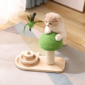 Mushroom Shape Sisal Cat Toy Climbing Frame Wooden