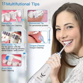 جهاز تنظيف الأسنان بالماء من H2ofloss – سعة 300 مل، قابل لإعادة الشحن عبر USB