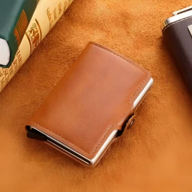 Leather Wallet for Men Pocket Card Holder-Brown