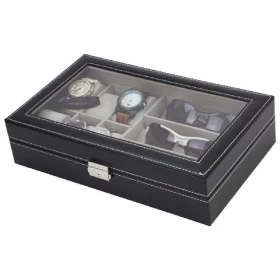 Multi Slot Leather Watch/Goggles Box Organizer Case