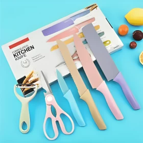6pcs Colorful non-stick Stainless Steel Kitchen Knife Set