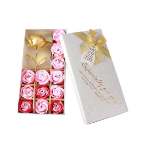 12pcs Soap Rose and 24k Gold Foil Rose Gift
