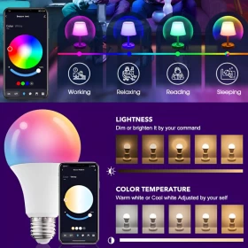 Tuya Smart LED Bulb Bluetooth Light E27 RGB 9W